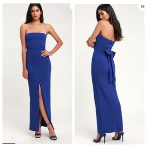 Lulu's Royal Blue Strapless Maxi Dress NWT